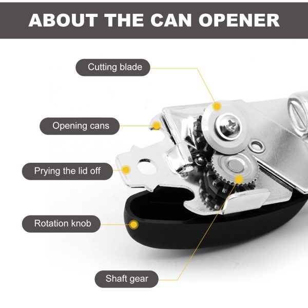 Can Opener Kitchen Stainless Steel Can Opener Manual Smooth Edge Tin Beer Jar Bottle Opener Hand Grip Supply