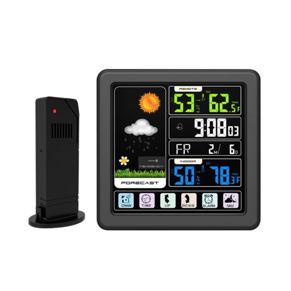 Touch LCD Screen Wireless Weather Station Alarm Clock Home Thermometer Hygrometer with USB Charging Function Supply