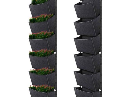 Hanging Planter Bag with 6 Pockets Vertical Gardening Systems Waterproof Wall Mount Flower Garden Vegetable Planting Bags for Patio House Balcony Sale