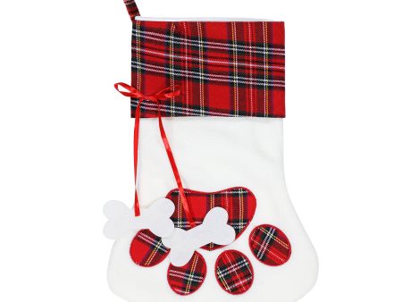 Christmas Stockings Dogs Cat Paw Plaid Xmas Socks New Year Gift Bag Online now