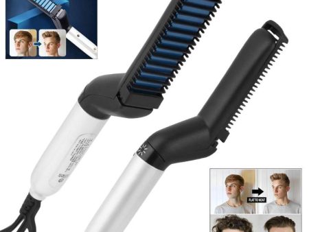 Men Hair Straightener Multifunctional Curling Electric Brush Beard Comb Online now