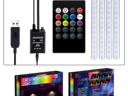 Car Interior Atmosphere RGB LED Strip Light Decorative Foot Lamp with Music and Remote Control Discount