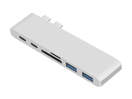 6-in-1 Dual Male Type-C Port to 2 Female Type-C Ports + for SD TF Card Reader + 2 USB 3.0 Ports Hub Adapter Hot on Sale