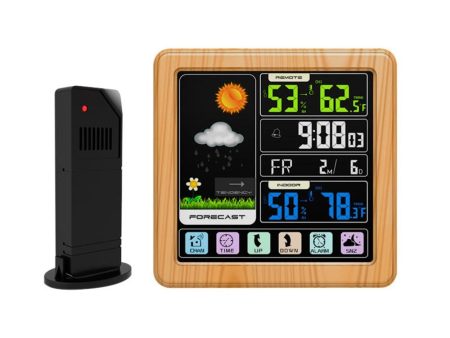 Touch LCD Screen Wireless Weather Station Alarm Clock Home Thermometer Hygrometer with USB Charging Function Supply