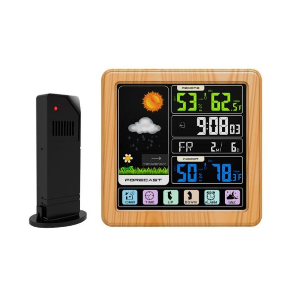 Touch LCD Screen Wireless Weather Station Alarm Clock Home Thermometer Hygrometer with USB Charging Function Supply