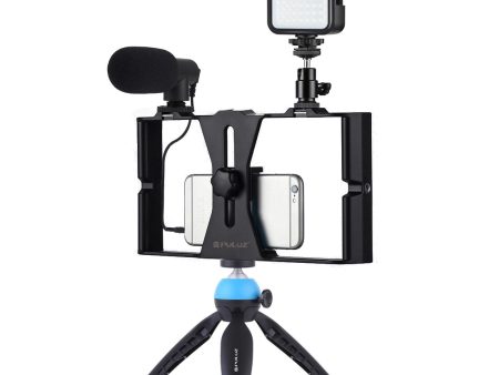 PULUZ PKT3095 Smartphone Vlog Live Streaming Video Rig Kit with Microphone + Tripod + Fill Light Hot on Sale