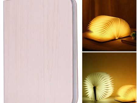 USB Rechargeable LED Foldable Wood Grain Book Shape Desk Table Lamp Night Light Online now