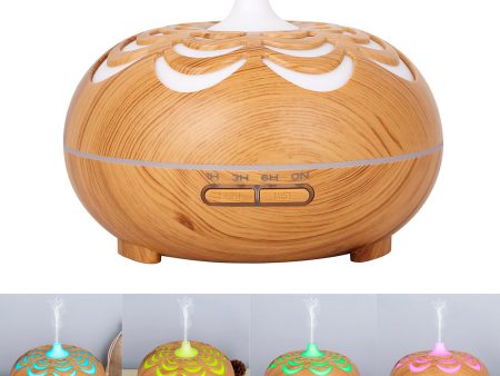 350ML Ultrasonic Essential Oil Diffuser Wood Grain Cool Mist Humidifier with 7 Color LED Lights for Home Bedroom Fashion