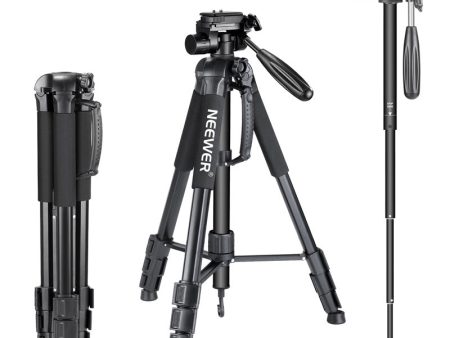 NEEWER SAB264 Camera Tripod Aluminum Alloy Monopod with 3-Way Swivel Head for Sony Canon For Discount