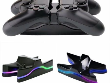 PS4 LED Light Controlled Dual Charger Station USB LED Charging Stand Dock Online now