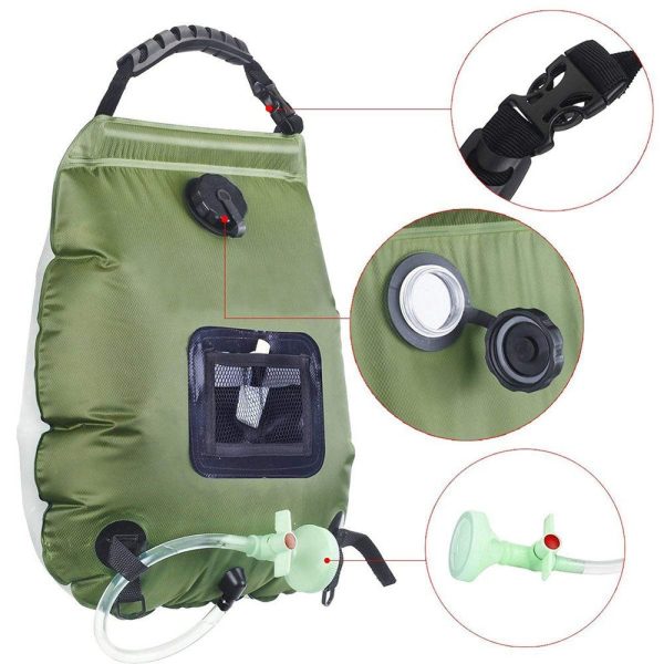 For Outdoor Camping 20L Large Capacity Portable Shower Bath Sunshine Heat Water Bag Hot on Sale