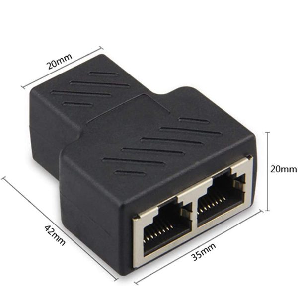 2PCS RJ45 Splitter Adapter 1 to 2 Dual Female 8P8C Extender Plug LAN Interface Ethernet Socket Connector Cheap