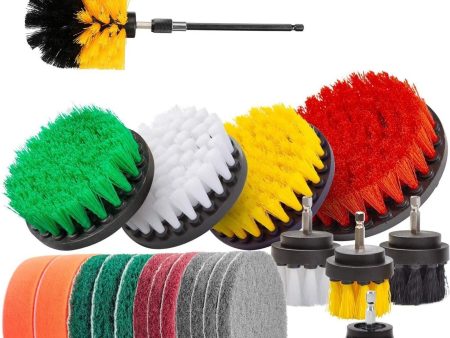 22Pcs Set Electric Drill Brush Kit Includ Clean Cloth Scrub Pads Sponge Power Scrubber Brush Clean Tool Sale