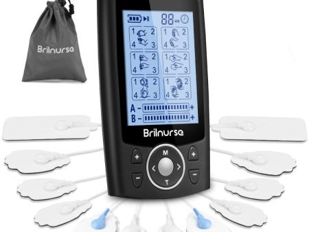 BRILNURSE Meridian Dual Channel TENS EMS Unit 24 Modes Muscle Stimulator 200mAh Rechargeable Electronic Pulse Massager Muscle Massager Fashion