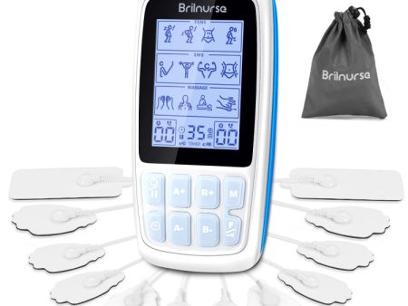 BRILNURSE TENS EMS Unit 28 Modes 40 Level Intensity Muscle Dual Channel Muscle Stimulator 300mAh Rechargeable Pulse Massager on Sale