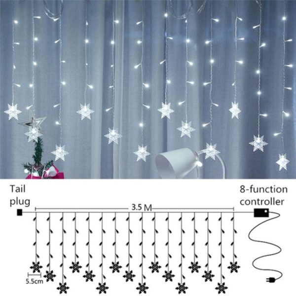 LED Christmas Light Snowflake String Light 8 Modes LED Fairy Night Light Perfect for Christmas Wedding Party Online