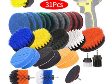 31Pcs Set Electric Drill Brush Include Clean Cloth Scrub Pads Sponge Power Scrubber Brush with Rotate Extend Long Attachment Clean Tool Cheap